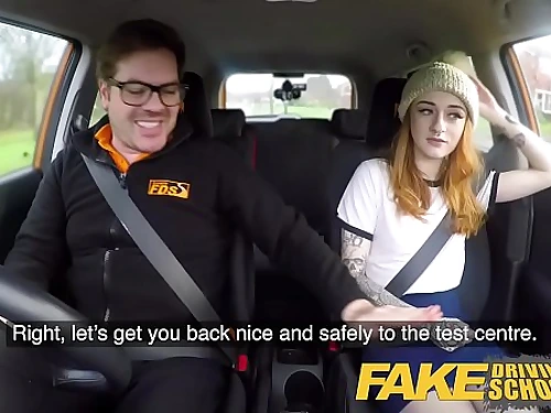 Faux Driving College Slender super-fucking-hot red-haired minx fucks finer then she drives